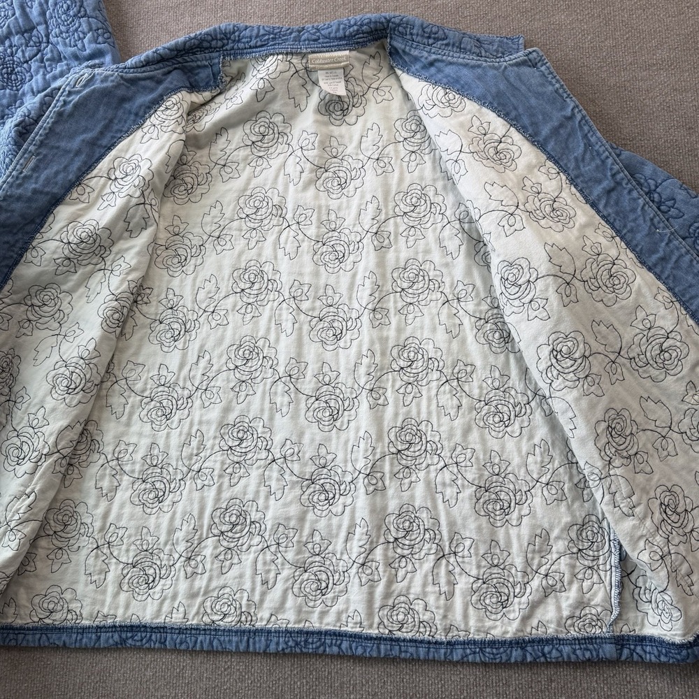 Coldwater Creek Soft Denim Quilted Floral Blue Jacket Woman's Size 3X - Picture 9 of 10